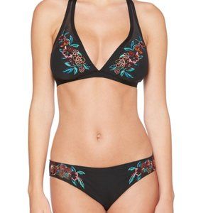 Black Embroidered Bikini Set